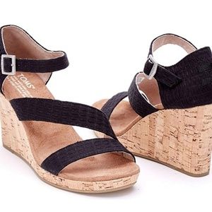 {Toms} Clarissa Textile and Cork Wedge Sandals